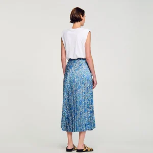 Faldas & Shorts<Sandro Paris Falda Larga Fluida Con Estampado Floral