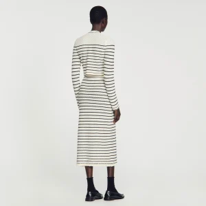 Conjuntos<Sandro Paris Falda Midi De Punto De Rayas