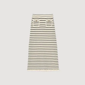 Conjuntos<Sandro Paris Falda Midi De Punto De Rayas