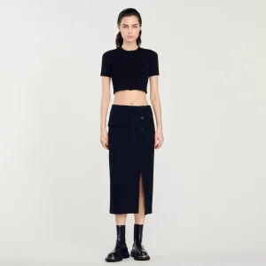 Faldas & Shorts<Sandro Paris Falda Midi De Tweed