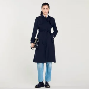 Abrigos<Sandro Paris Gabardina Con Inserto Plisado