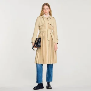 Abrigos<Sandro Paris Gabardina Plisada Con Cinturon