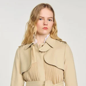 Abrigos<Sandro Paris Gabardina Plisada Con Cinturon