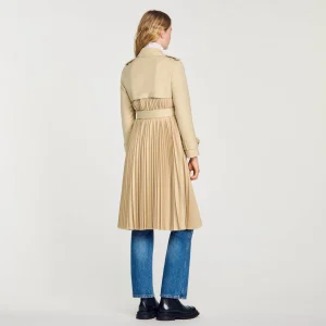 Abrigos<Sandro Paris Gabardina Plisada Con Cinturon