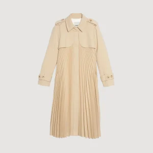Abrigos<Sandro Paris Gabardina Plisada Con Cinturon