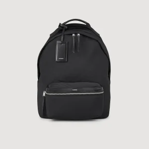 Mochilas<Sandro Paris Mochila De Tela Y Cuero