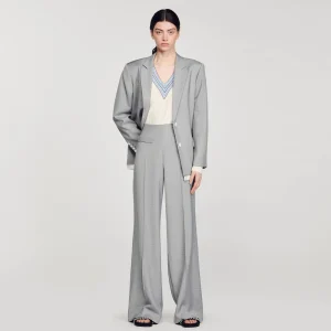 Trajes<Sandro Paris Pantalon Acampanado De Talle Alto