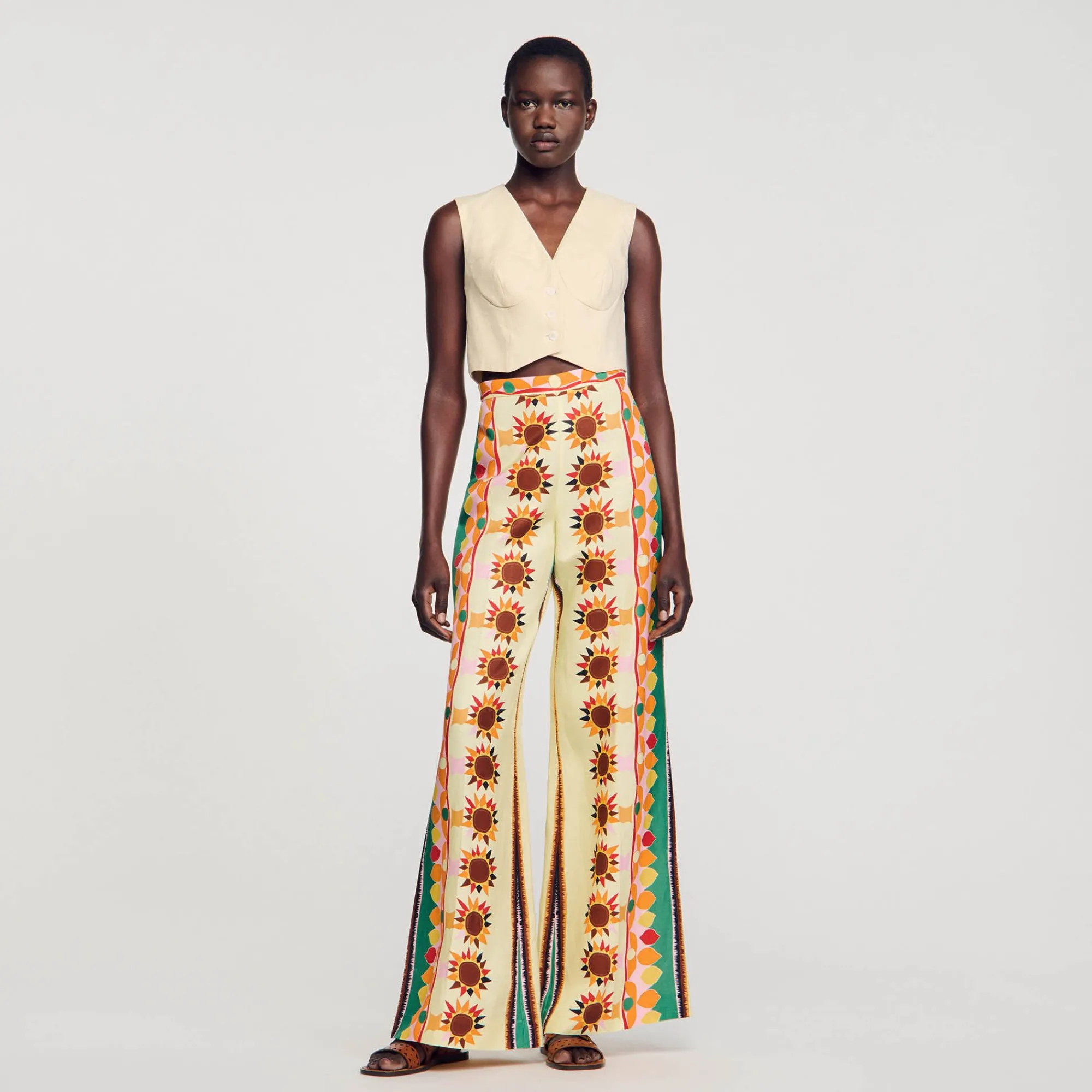 pantalon_acampanado_estampado_1.webp Pantalones<Sandro Paris Pantalon Acampanado Estampado