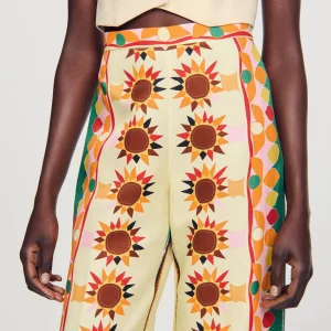 Pantalones<Sandro Paris Pantalon Acampanado Estampado