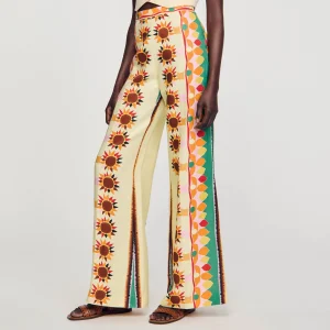 Pantalones<Sandro Paris Pantalon Acampanado Estampado
