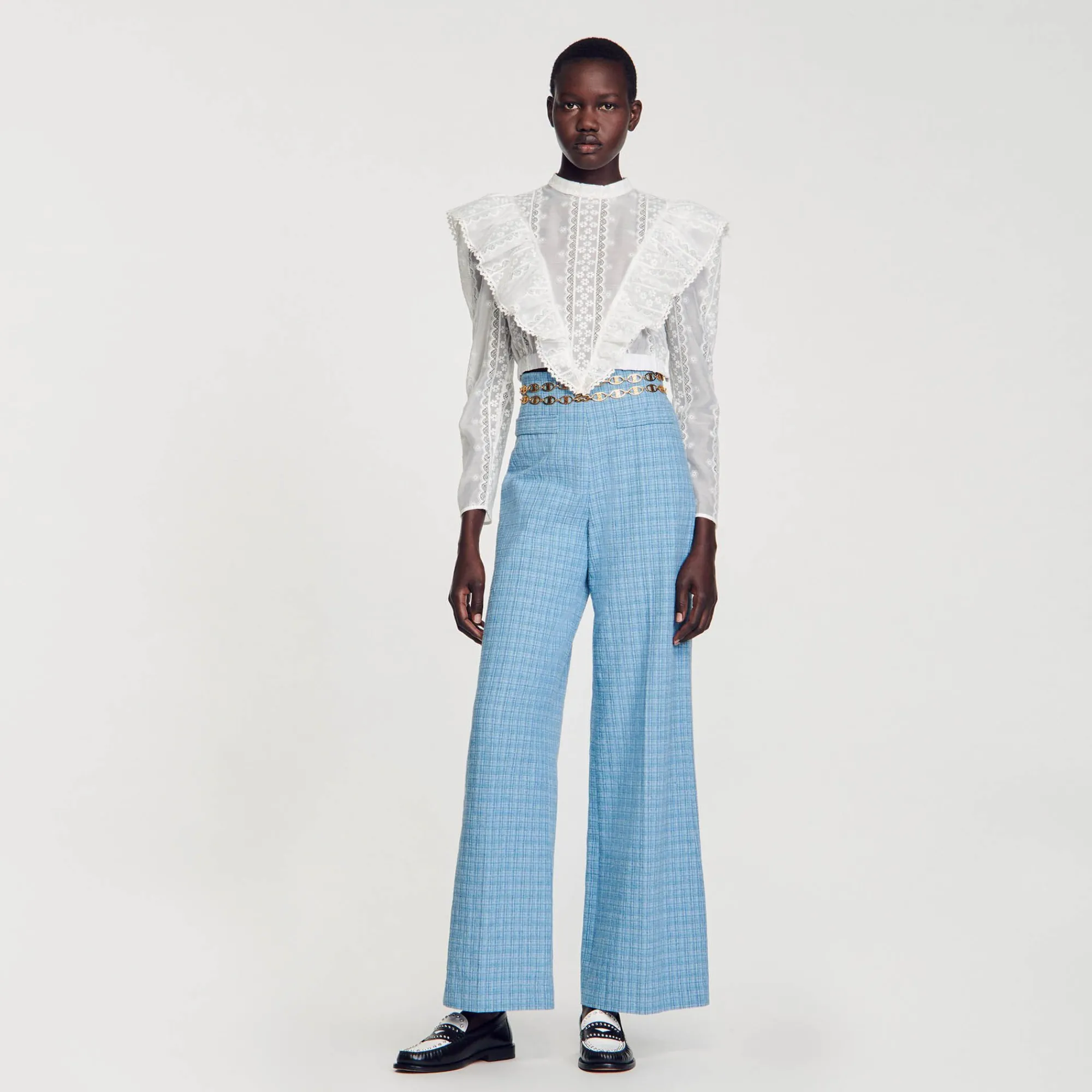pantalon_ancho_de_tweed_0.webp Trajes<Sandro Paris Pantalon Ancho De Tweed