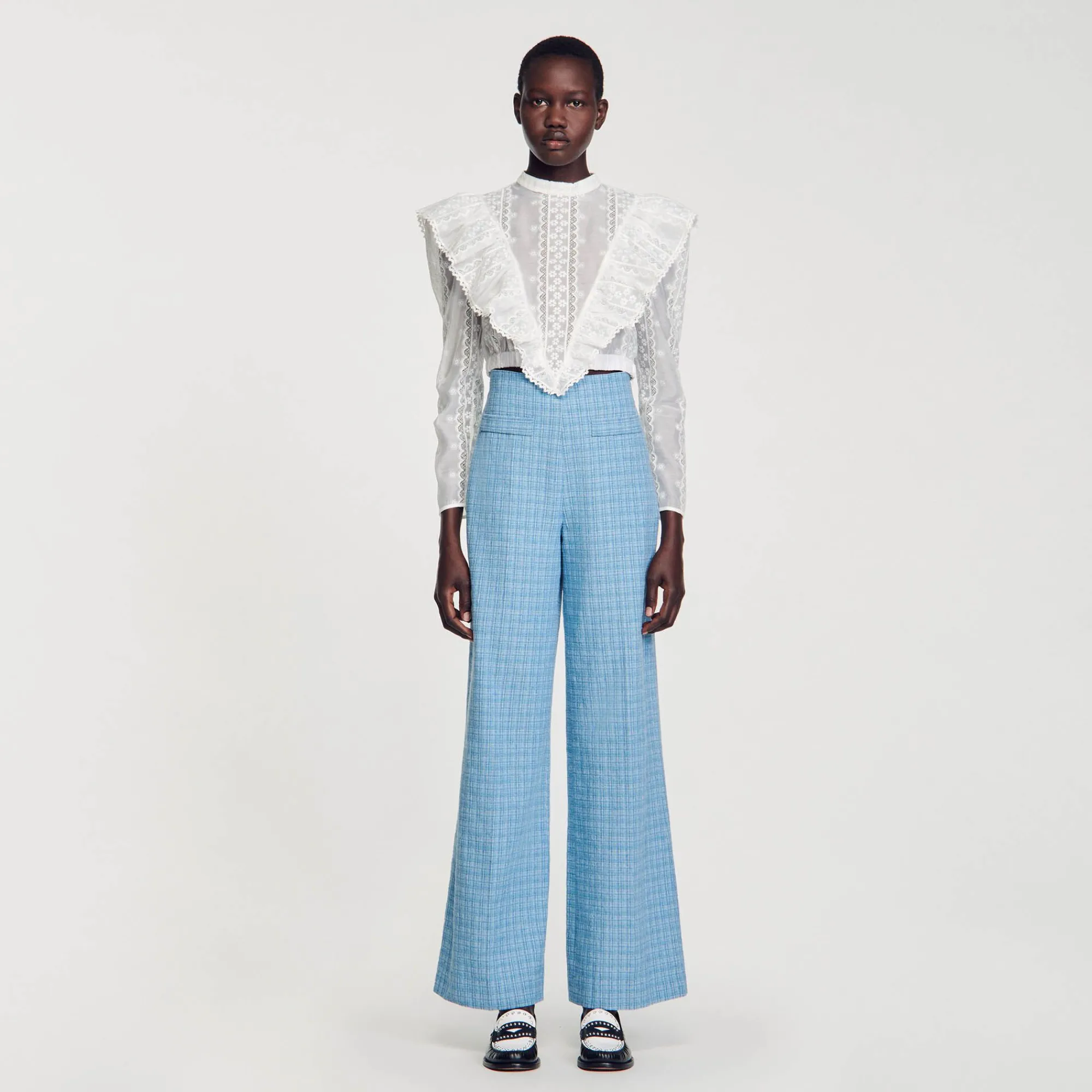 pantalon_ancho_de_tweed_1.webp Trajes<Sandro Paris Pantalon Ancho De Tweed