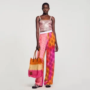 Pantalones<Sandro Paris Pantalon Ancho Estampado