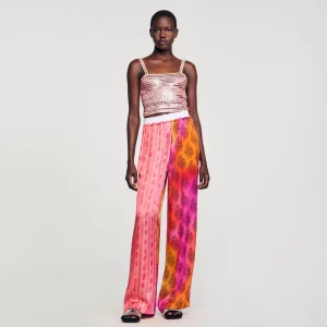 Pantalones<Sandro Paris Pantalon Ancho Estampado