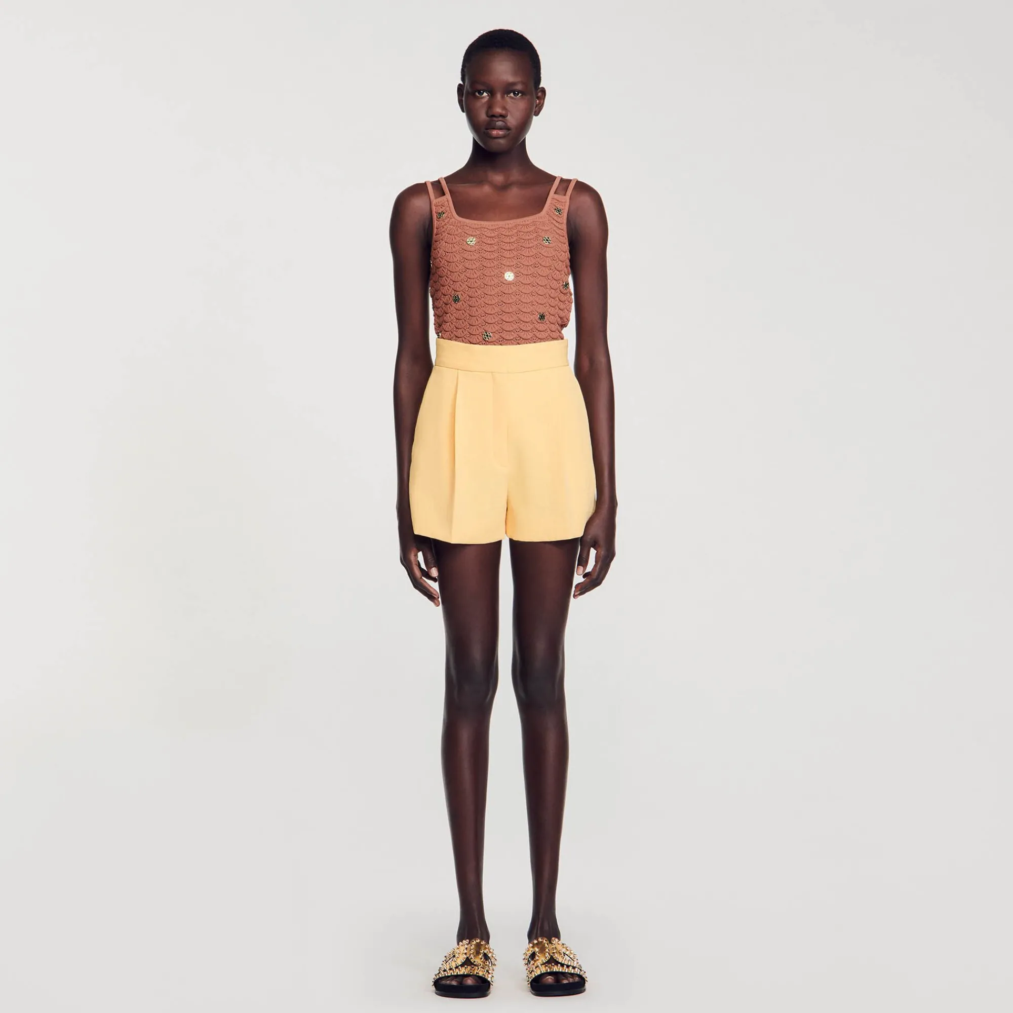 pantalon_corto_recto_1.webp Trajes<Sandro Paris Pantalon Corto Recto