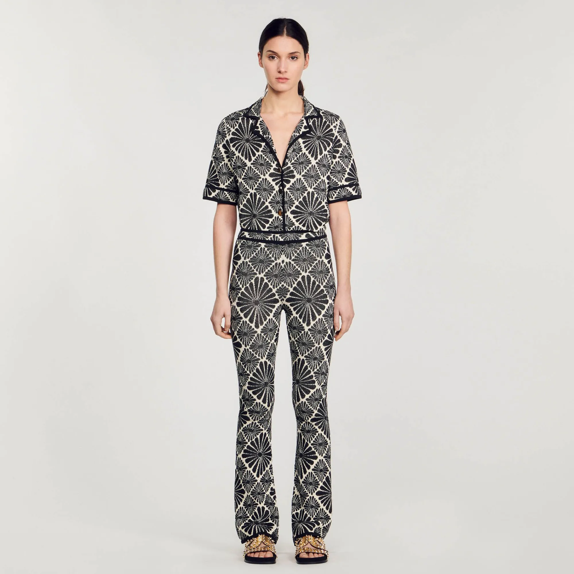 pantalon_de_jacquard_con_flores_1.webp Conjuntos<Sandro Paris Pantalon De Jacquard Con Flores