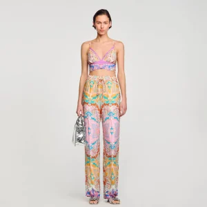 Pantalones<Sandro Paris Pantalon Fluido Estampado