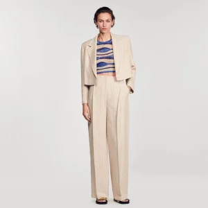 Trajes<Sandro Paris Pantalon Fluido Y Ancho A Rayas