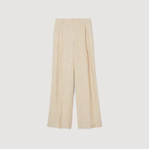 Trajes<Sandro Paris Pantalon Fluido Y Ancho A Rayas