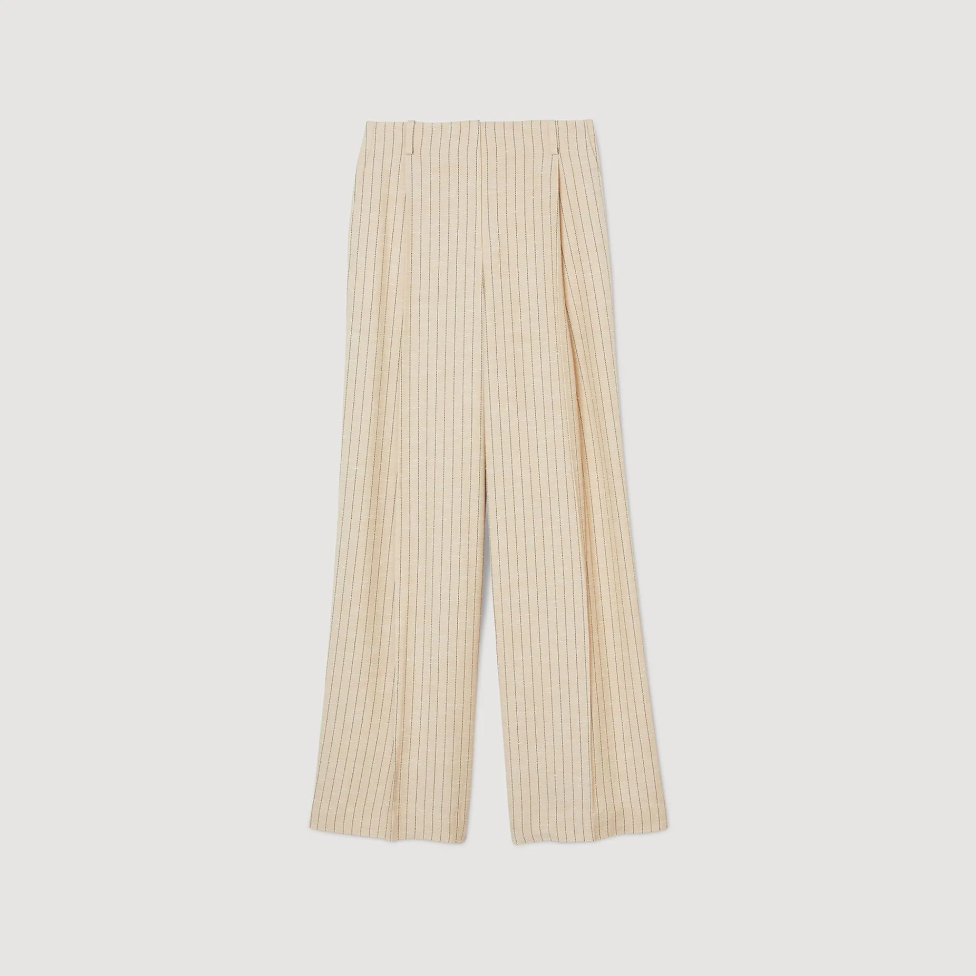 pantalon_fluido_y_ancho_a_rayas_6.webp Trajes<Sandro Paris Pantalon Fluido Y Ancho A Rayas