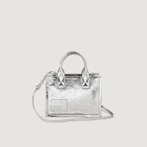 Bolsos Tote<Sandro Paris Pequeno Bolso Kasbah De Cuero Metalizado