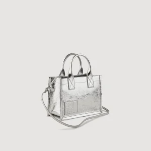 Bolsos Tote<Sandro Paris Pequeno Bolso Kasbah De Cuero Metalizado
