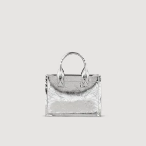 Bolsos Tote<Sandro Paris Pequeno Bolso Kasbah De Cuero Metalizado