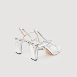 Sandalias De Tacón<Sandro Paris Sandalias De Piel Metalizada