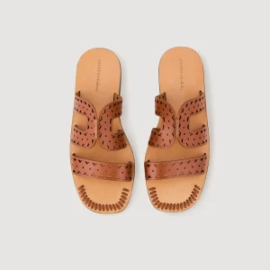 Sandalias<Sandro Paris Sandalias Planas De Cuero Perforado