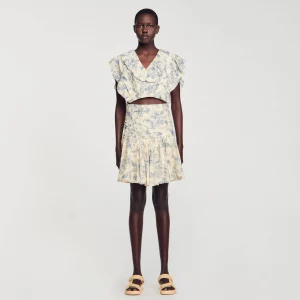 Conjuntos<Sandro Paris Top Con Flores Y Volantes