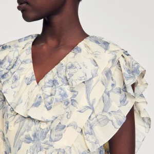 Conjuntos<Sandro Paris Top Con Flores Y Volantes