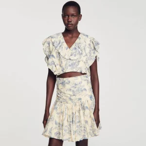 Conjuntos<Sandro Paris Top Con Flores Y Volantes
