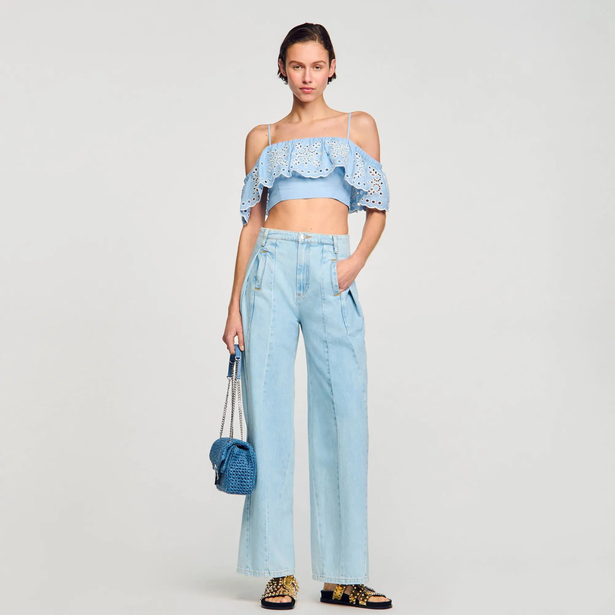 top_corto_con_volante_0.webp Tops & Camisas<Sandro Paris Top Corto Con Volante
