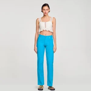 Tops & Camisas<Sandro Paris Top Corto De Mezcla De Lino