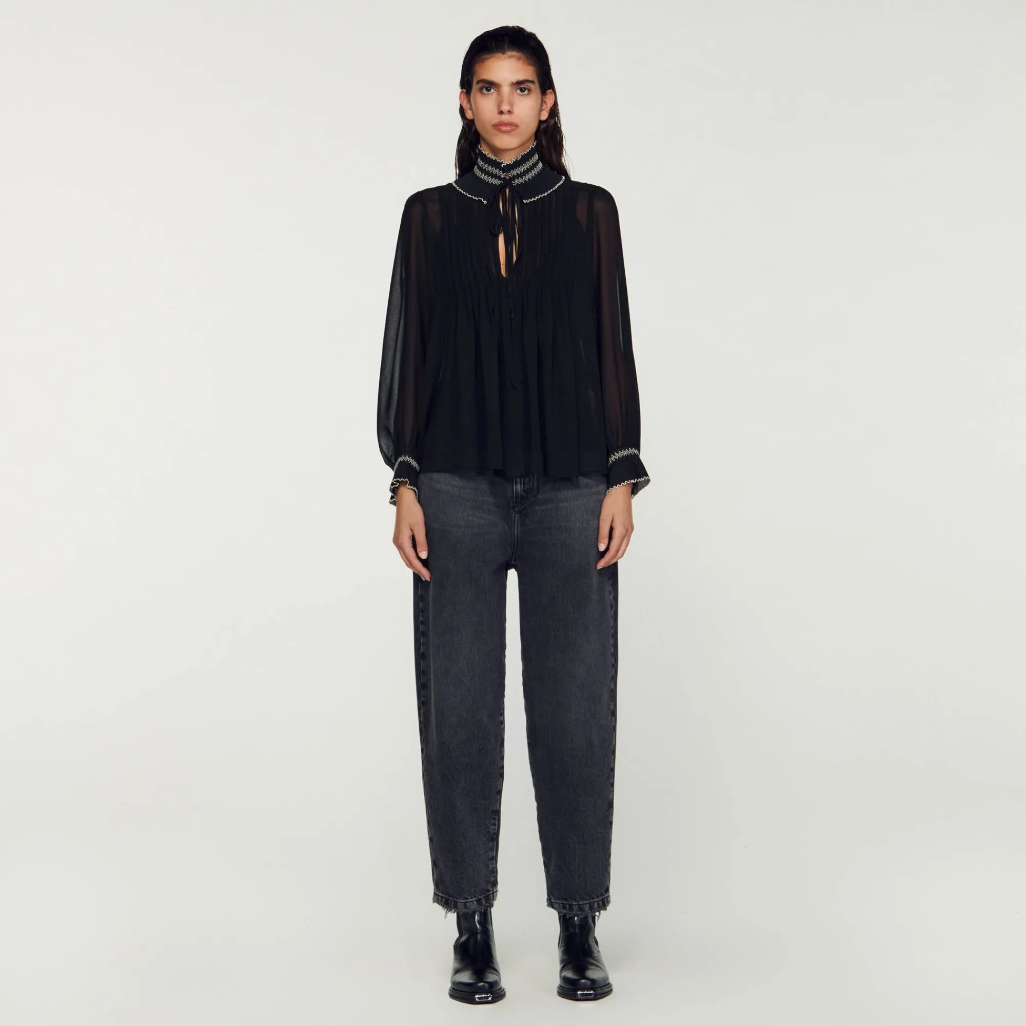 top_de_muselina_1.webp Tops & Camisas<Sandro Paris Top De Muselina