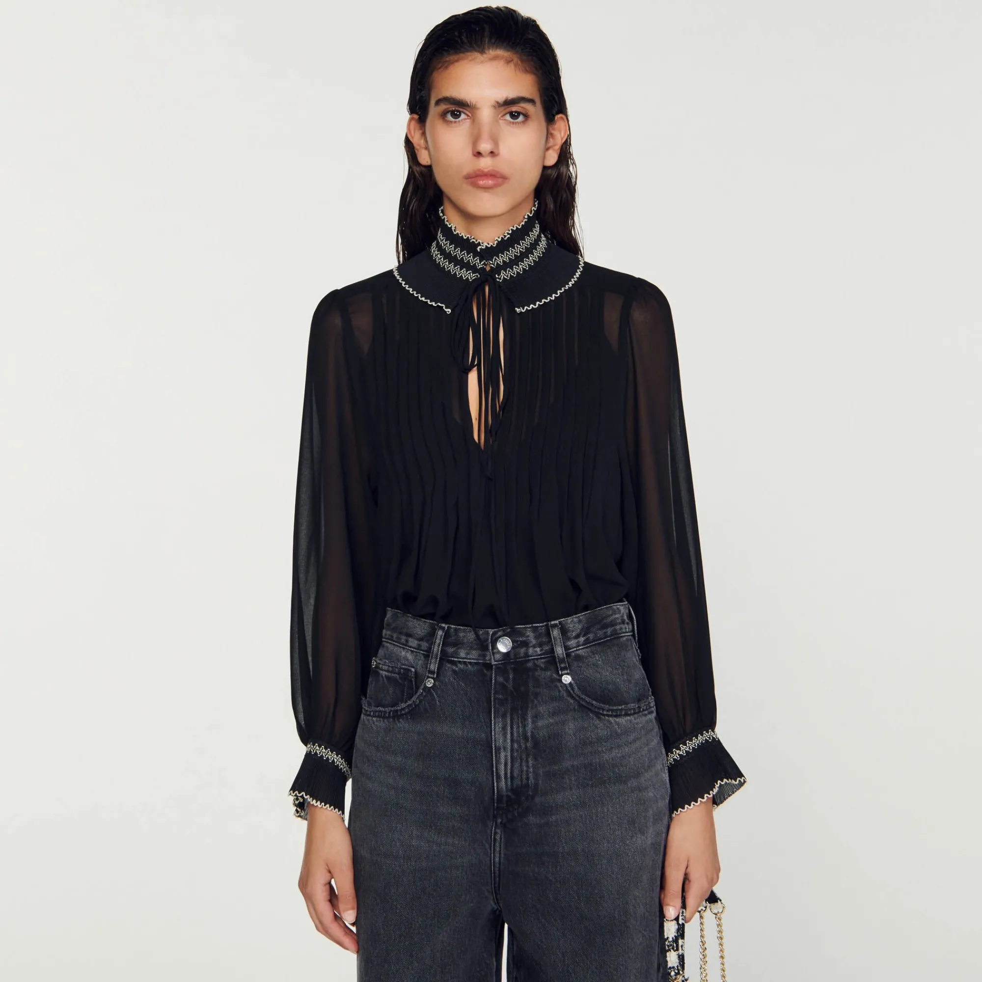 top_de_muselina_3.webp Tops & Camisas<Sandro Paris Top De Muselina