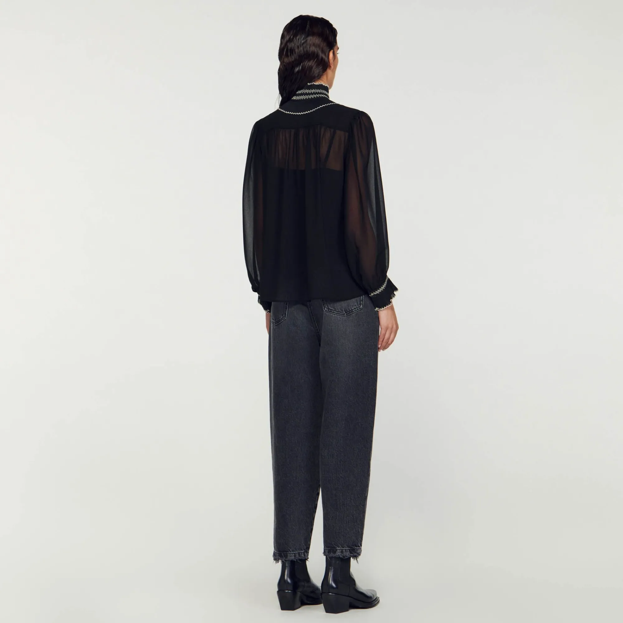 top_de_muselina_4.webp Tops & Camisas<Sandro Paris Top De Muselina