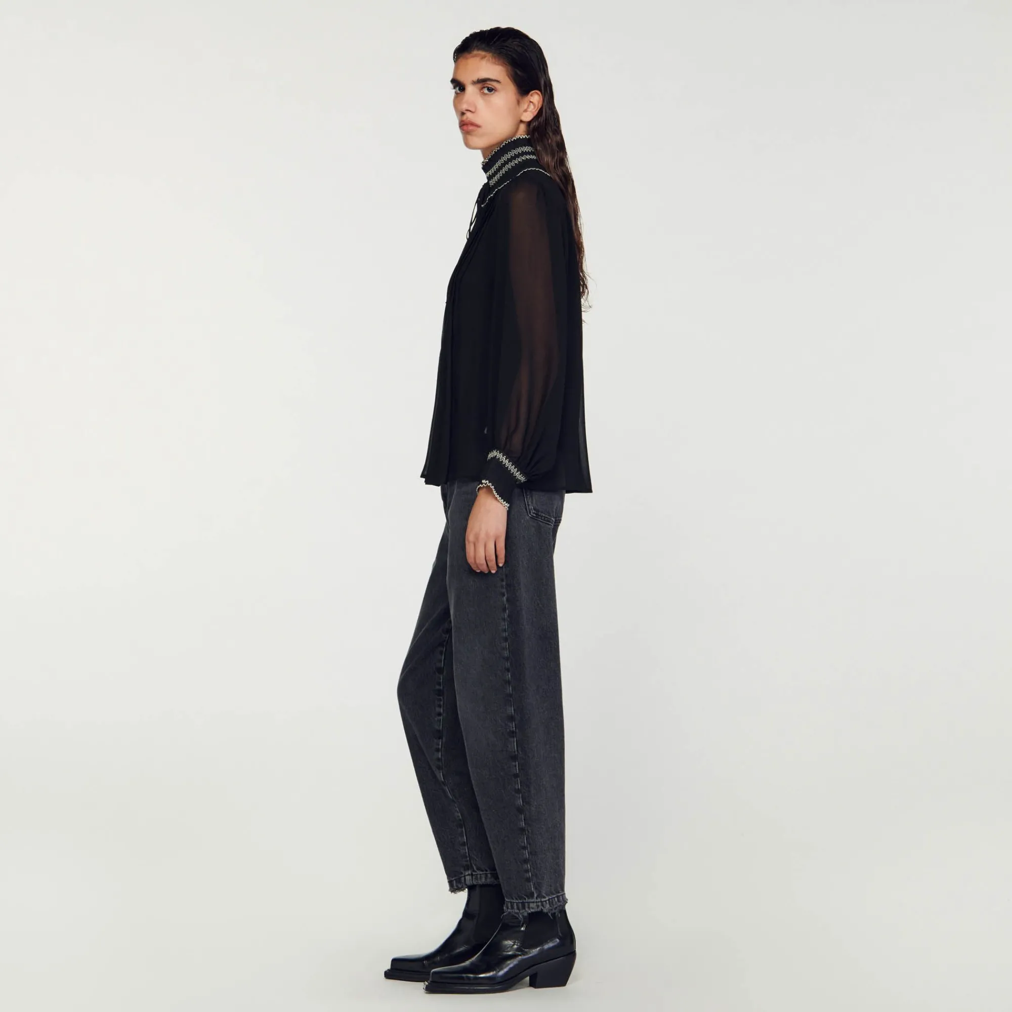 top_de_muselina_5.webp Tops & Camisas<Sandro Paris Top De Muselina
