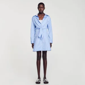 Vestidos<Sandro Paris Vestido Camisero Anudado A Rayas