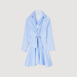 Vestidos<Sandro Paris Vestido Camisero Anudado A Rayas