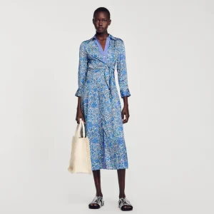 Vestidos<Sandro Paris Vestido Camisero Midi Con Flores