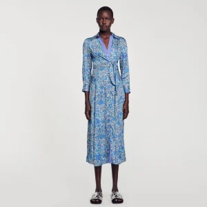 Vestidos<Sandro Paris Vestido Camisero Midi Con Flores
