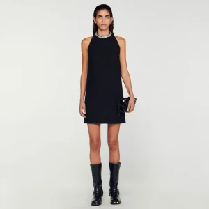 Vestidos<Sandro Paris Vestido Con Cuello Con Bisuteria