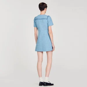 Vestidos<Sandro Paris Vestido Corto Abotonado De Tweed