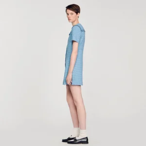 Vestidos<Sandro Paris Vestido Corto Abotonado De Tweed
