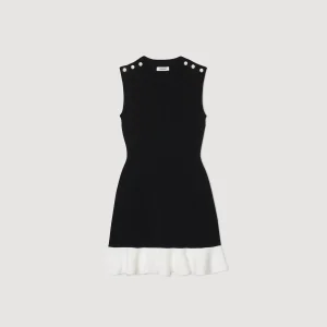 Vestidos<Sandro Paris Vestido Corto Bicolor