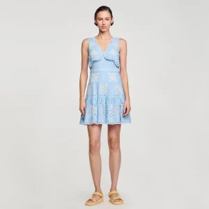 Vestidos<Sandro Paris Vestido Corto Con Bordado Ingles