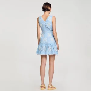 Vestidos<Sandro Paris Vestido Corto Con Bordado Ingles