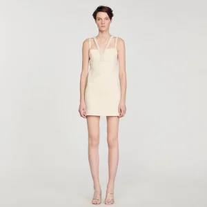 Vestidos<Sandro Paris Vestido Corto Con Detalle De Perlas