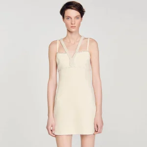 Vestidos<Sandro Paris Vestido Corto Con Detalle De Perlas